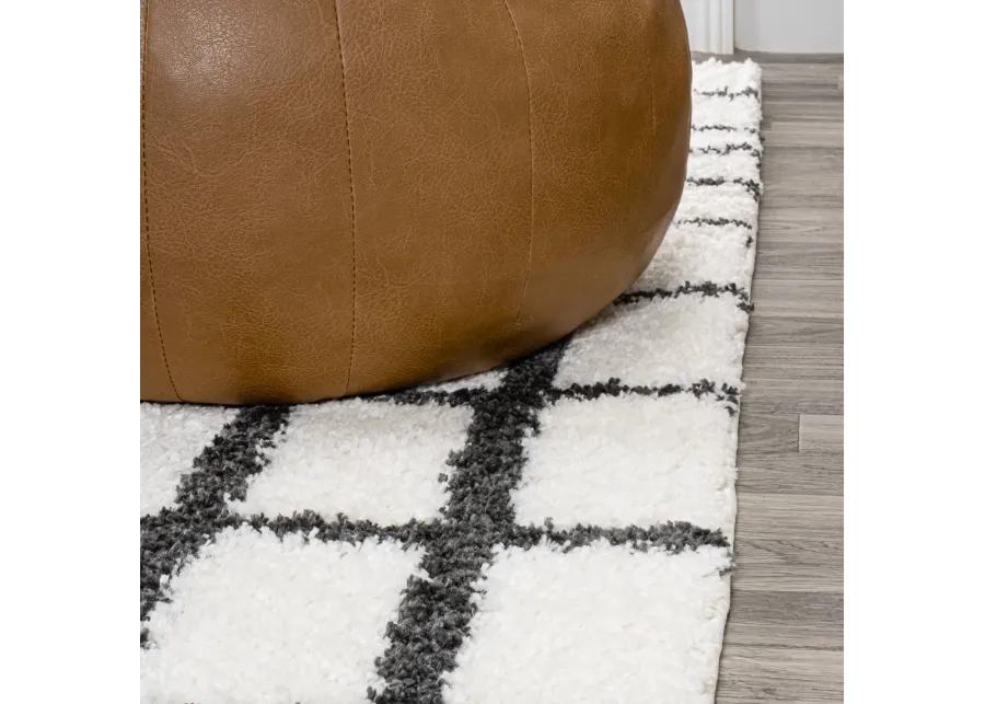 Arenal Geometric Grid Shag Area Rug