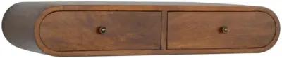 Wall Mounted Chestnut Solid Wood 2 Drawer  Console Table