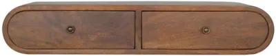 Wall Mounted Chestnut Solid Wood 2 Drawer  Console Table