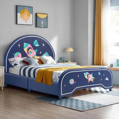 Hivvago Children Twin Size Upholstered  Platform Single Bed