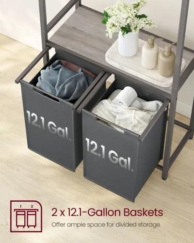 2-Section Laundry Basket with Removable Liners