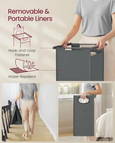 2-Section Laundry Basket with Removable Liners