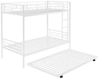 Twin-Over-Twin Metal Bunk Bed With Trundle, Can Be Divided Into Two Beds, No Box Spring Needed