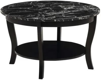 Convenience Concepts American Heritage Round Coffee Table with Shelf Black