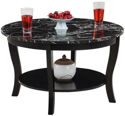 Convenience Concepts American Heritage Round Coffee Table with Shelf Black