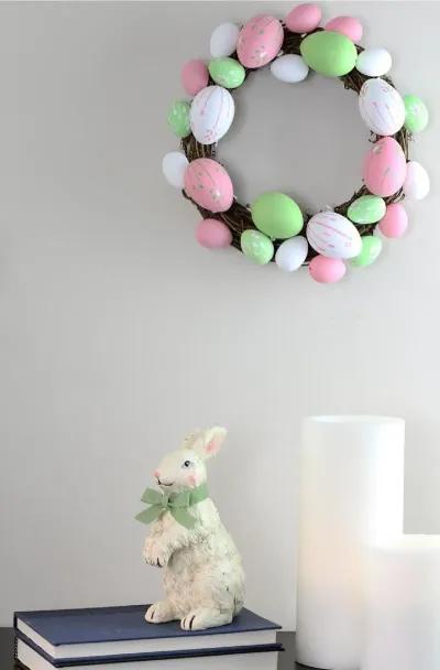 Floral Stem Easter Egg Spring Grapevine Wreath  Pink and Green 10-Inch