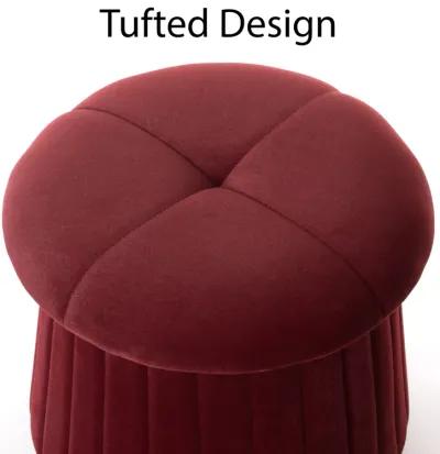 Modern Tufted Velvet Mushroom Shape Storage Ottoman Storage Stool Trunk, Red