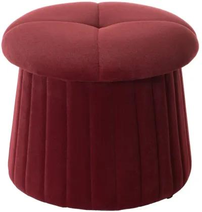 Modern Tufted Velvet Mushroom Shape Storage Ottoman Storage Stool Trunk, Red