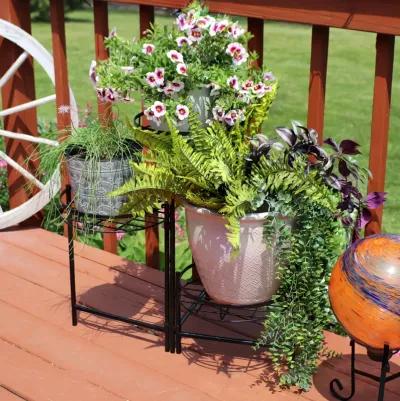 Sunnydaze Black Iron 3-Tier Outdoor Plant Stand - 22 in - Set of 2