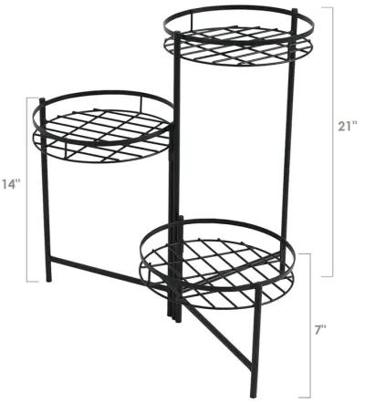 Sunnydaze Black Iron 3-Tier Outdoor Plant Stand - 22 in - Set of 2