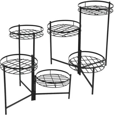 Sunnydaze Black Iron 3-Tier Outdoor Plant Stand - 22 in - Set of 2