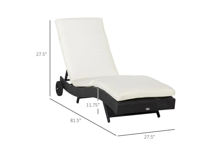 Off-white Sun Lounger: Wicker Chaise with Adjustable Backrest