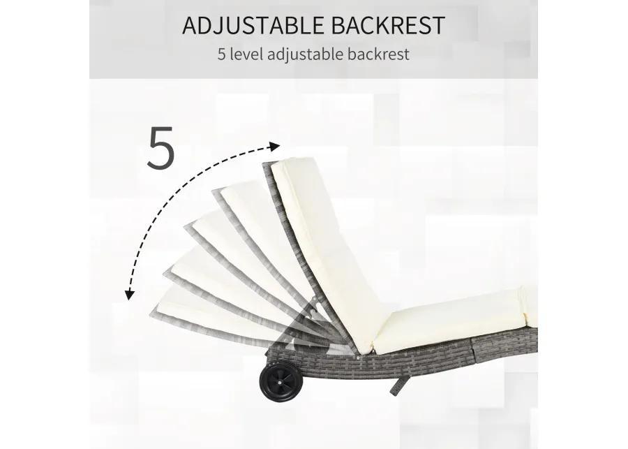 Off-white Sun Lounger: Wicker Chaise with Adjustable Backrest