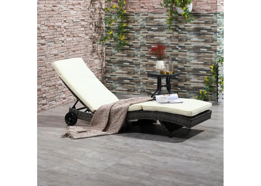 Off-white Sun Lounger: Wicker Chaise with Adjustable Backrest