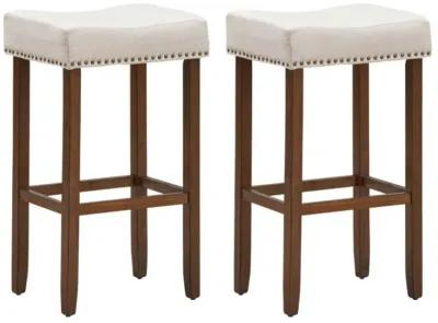 Hivvago Set of 2 Nailhead Saddle Bar Stools 29 Inch Height