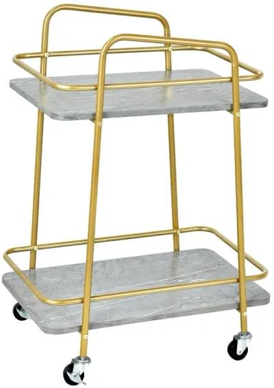 2-tier Kitchen Rolling Cart with Steel Frame and Lockable Casters-Grey