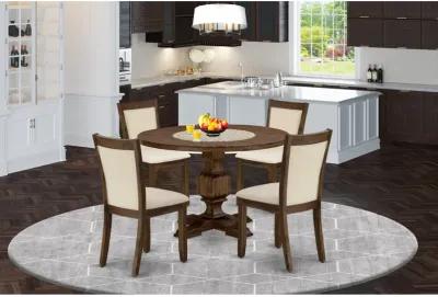 East West Furniture East West Furniture I3MZ5-NN-32 5-Piece Dining Room Set - An Attractive Dining Table and 4 Lovely Light Beige Linen Fabric Wooden Chairs with Stylish High Back (Sand Blasting Antique Walnut Finish)