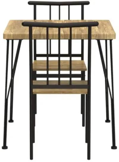 Hivvago Modern 3 Piece Metal Frame Dining Set with Wood Top Table and 2 Chairs