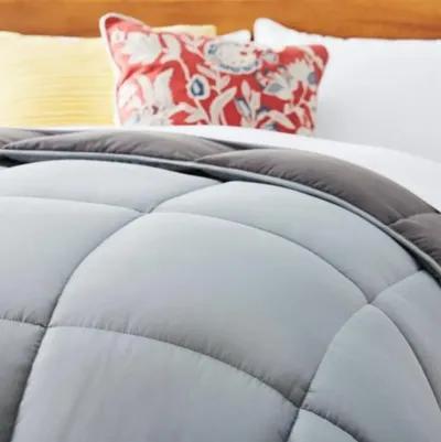 Hivvago Twin Size All Seasons Plush Light/Dark Grey Reversible Polyester Down Alternative Comforter