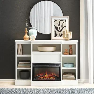 Liam Mantel With Electric Fireplace Space Heater, White