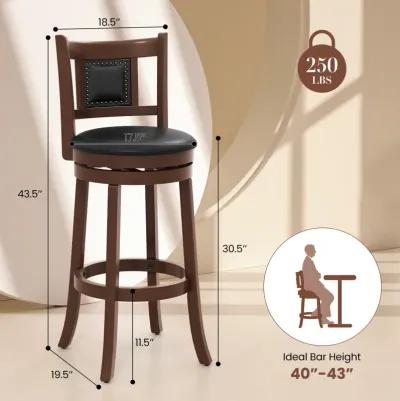 Upholstered Bar Stools Set of 2 with Curved Backrest and Footrest