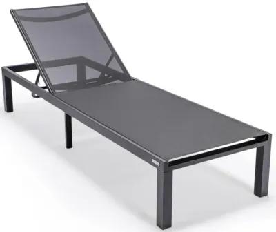 LeisureMod Marlin Patio Chaise Lounge Chair With Black Aluminum Frame