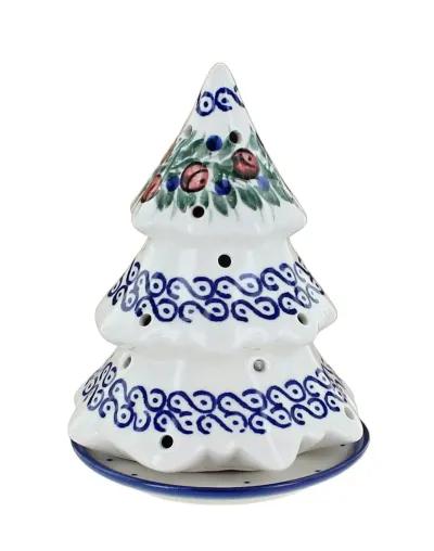 Blue Rose Polish Pottery Berry Christmas Tree Luminary