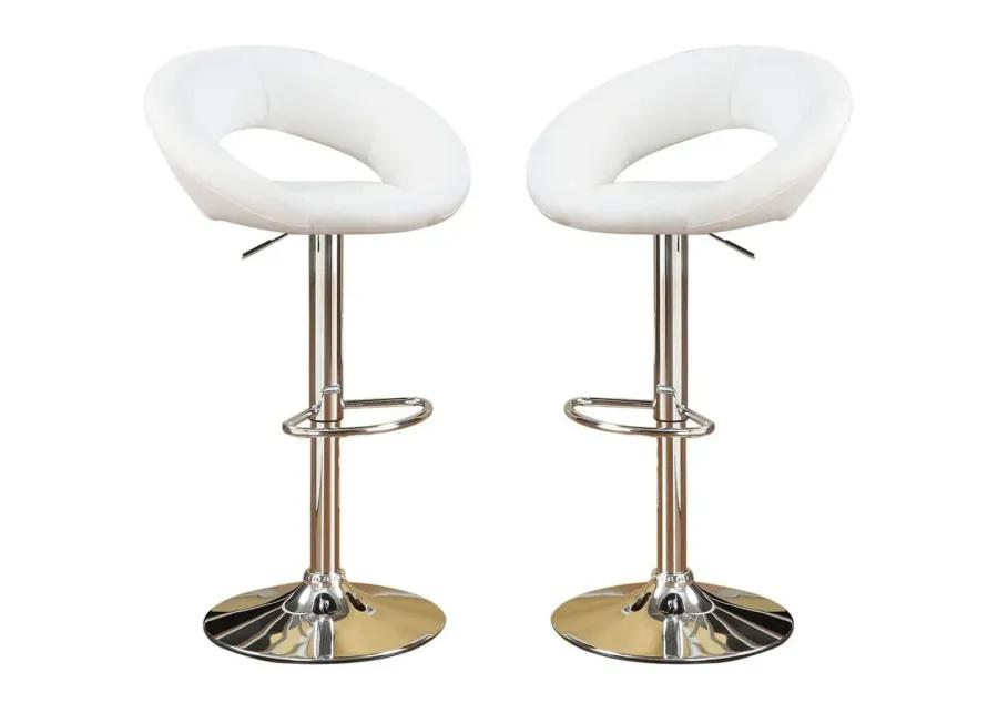 Set of 2 White Faux Leather Adjustable Chairs