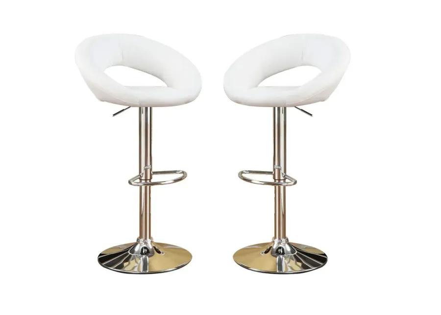 Set of 2 White Faux Leather Adjustable Chairs