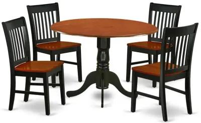 East West Furniture Dining Room Set Black & Cherry, DLNO5-BCH-W