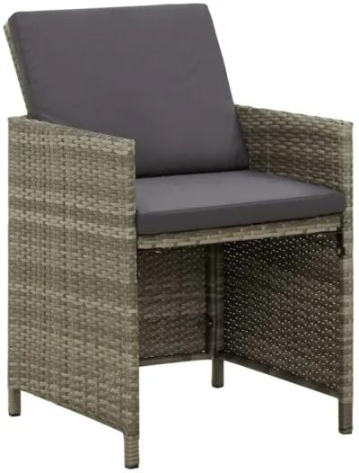 vidaXL Patio Chairs with Cushions 4 pcs Poly Rattan Gray