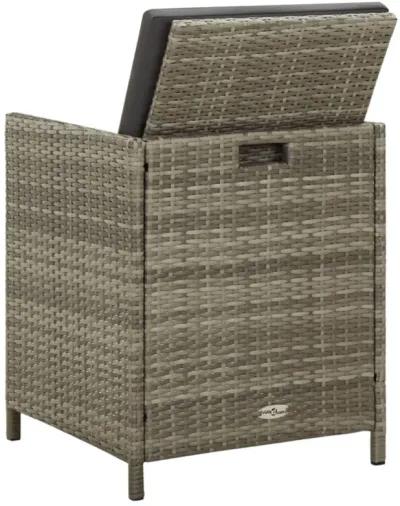 vidaXL Patio Chairs with Cushions 4 pcs Poly Rattan Gray