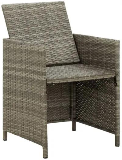 vidaXL Patio Chairs with Cushions 4 pcs Poly Rattan Gray