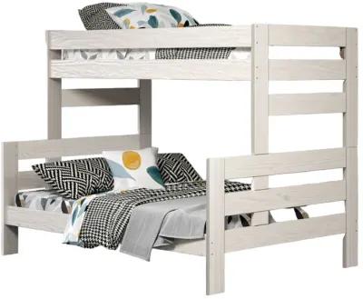 Damie Twin/Full Bunk Bed with Ladder, Brazilian Pine, White Solid Wood