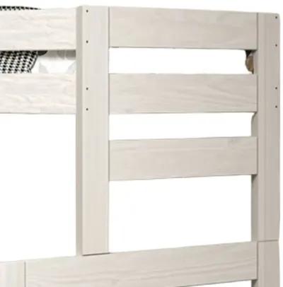 Damie Twin/Full Bunk Bed with Ladder, Brazilian Pine, White Solid Wood