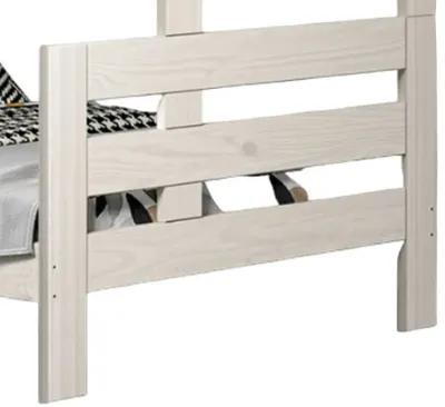 Damie Twin/Full Bunk Bed with Ladder, Brazilian Pine, White Solid Wood