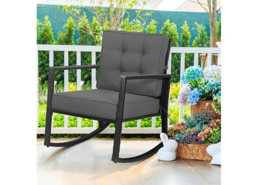 Patio Rattan Rocker Outdoor Glider Rocking Chair Cushion Lawn