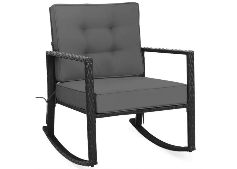 Patio Rattan Rocker Outdoor Glider Rocking Chair Cushion Lawn