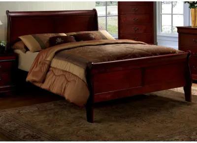 Eastern King Size Bed Cherry Louis Philippe Solid Wood 1 Piece Bed Bedroom Sleigh Bed