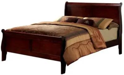 Eastern King Size Bed Cherry Louis Philippe Solid Wood 1 Piece Bed Bedroom Sleigh Bed