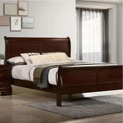 Eastern King Size Bed Cherry Louis Philippe Solid Wood 1 Piece Bed Bedroom Sleigh Bed