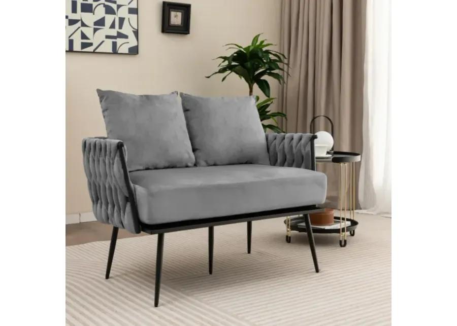 Hivvago Modern Loveseat Sofa Upholstered Dutch Velvet Sofa Couch