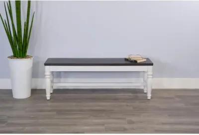 Sunny Designs White Bench with Wood Seat