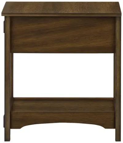 Monarch Specialties I 3955 - Accent Table, End, Side Table, Nightstand, 2 Tier, Narrow, Storage Drawer, Brown Veneer, Transitional