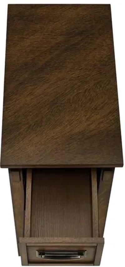 Monarch Specialties I 3955 - Accent Table, End, Side Table, Nightstand, 2 Tier, Narrow, Storage Drawer, Brown Veneer, Transitional