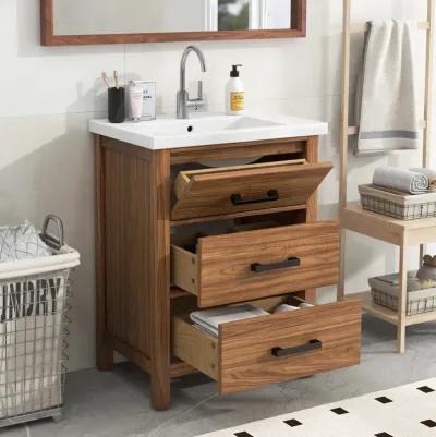 Vintage Style 24" Bathroom Vanity Cabinet with Tip-out Drawer