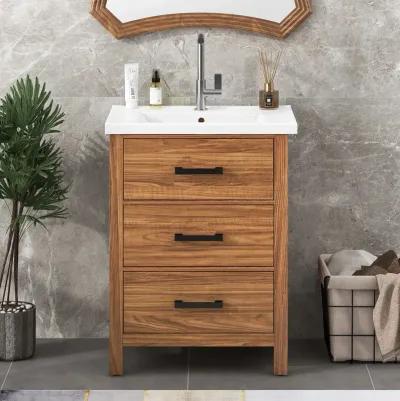 Vintage Style 24" Bathroom Vanity Cabinet with Tip-out Drawer