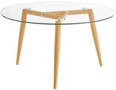 Van Beuren Coffee Table with Modern Metal Taper Legs and Clear Glass Tabletop