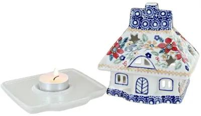 Blue Rose Polish Pottery Dots House Luminary