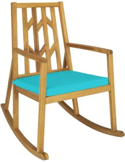 Hivvago Patio Acacia Wood Rocking Chair Sofa with Armrest and Cushion for Garden and Deck